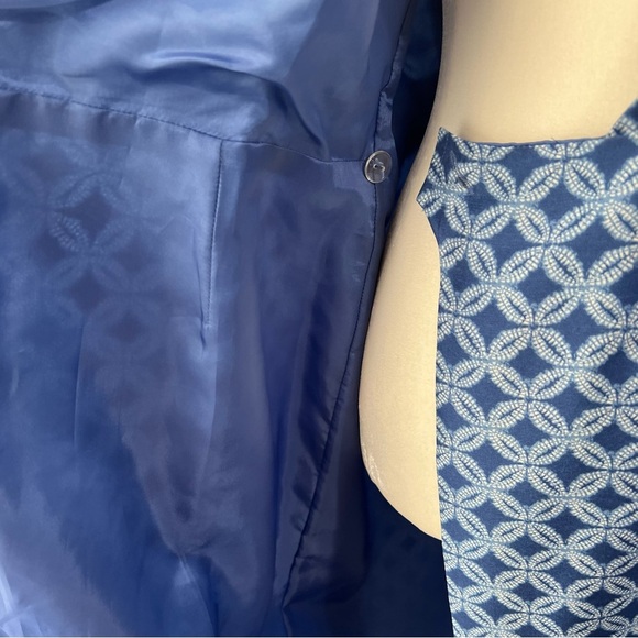 Lafayette 148 blue 100% silk geometric wrap dress 2 petite - Picture 5 of 7